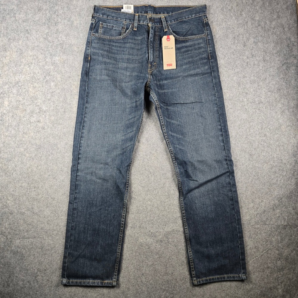 Levi's 505 Regular Fit Jeans Mens 34x30 Blue Straight Leg Denim Workwear Casual
